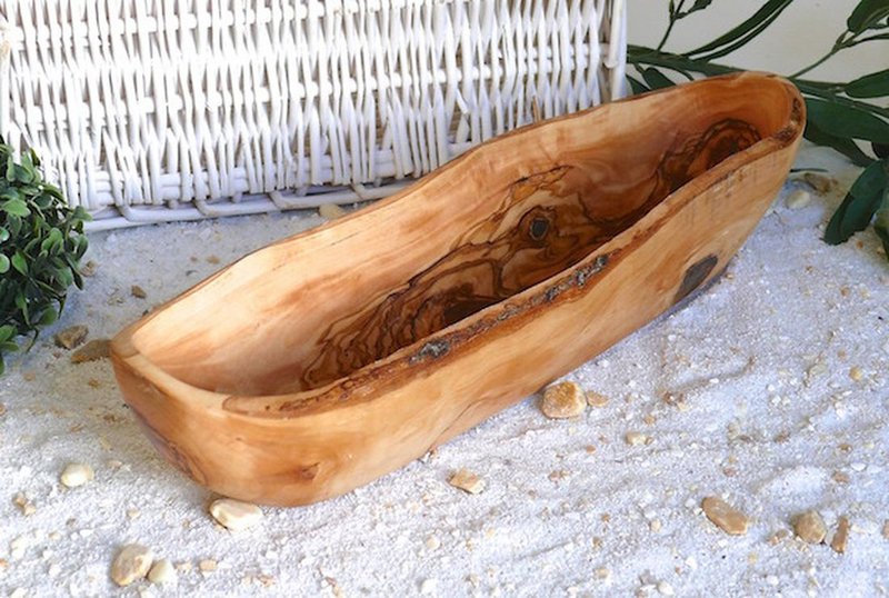 Broodschaal rustiek van olijfhout ca. 25 - 34 cm