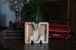 Wooden Piggy Bank Lille, brevpengebank, møntkasse, træboksepenge, sparer pengeboks