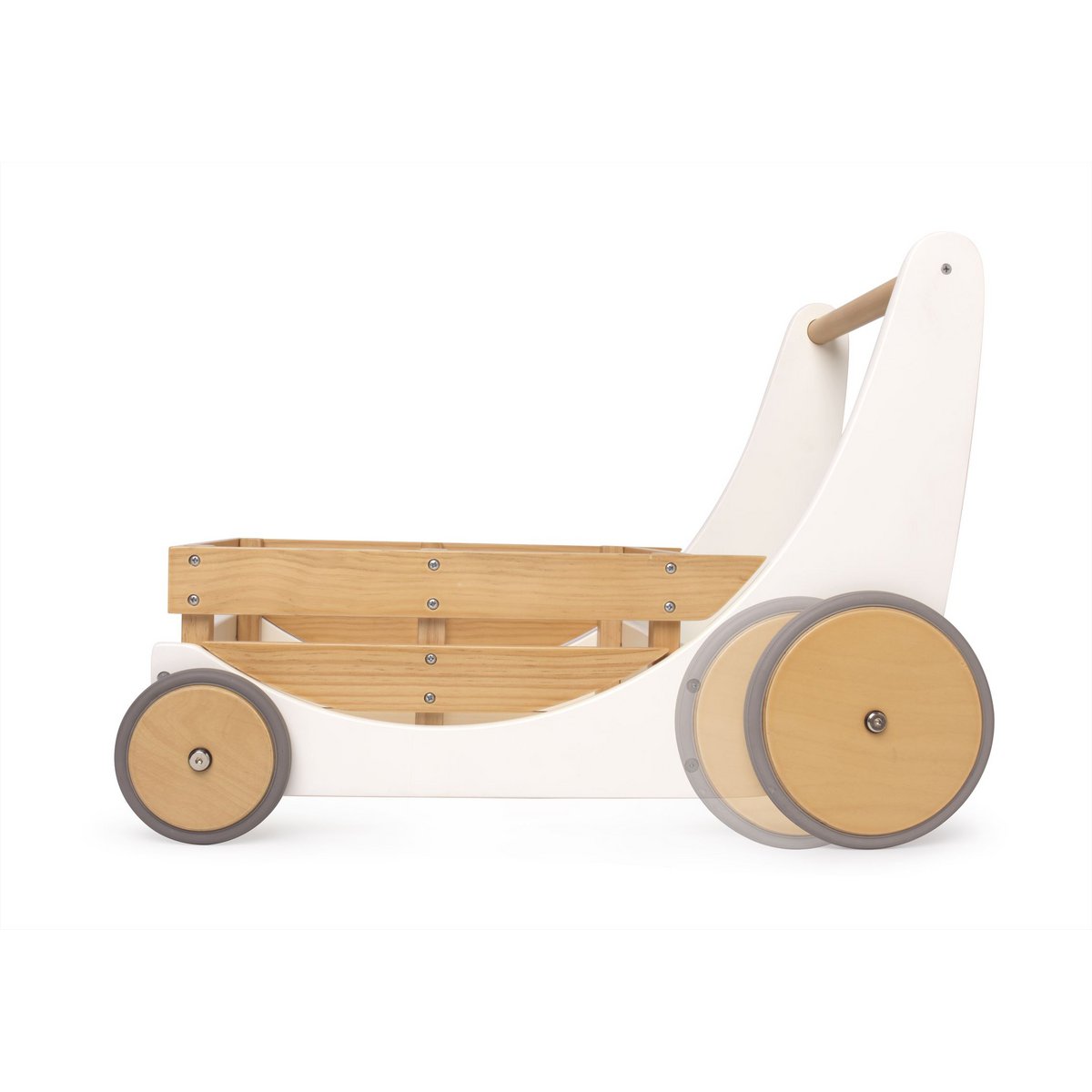 Kinderfeets 2-in-1 wooden storage cart & walker - White