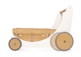 Kinderfeets 2-in-1 wooden storage cart & walker - White