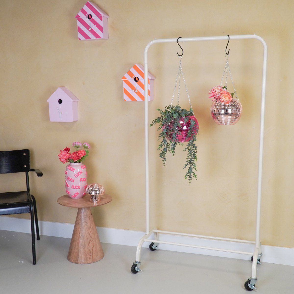 Clothrack rack - Wheels - Sand - 80x40x155cm
