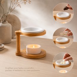 Simplicity Series parfumebrænder - Ronda - Lakeret keramik og bambus - Gaveidé - Enkel moderne dekorationskopi