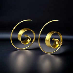 Gold Spiral Earrings - 925 Sterling Gold Gold Plated Creoles Luxurious Elegant Earrings OHR925-70