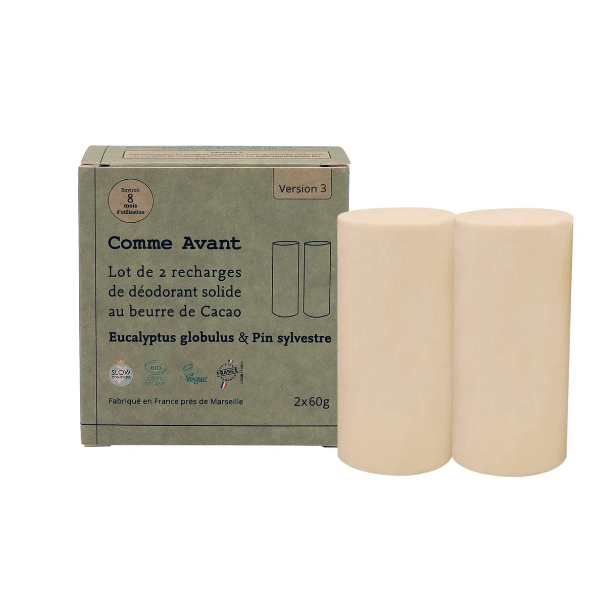 Solid deodorant with cocoa butter
