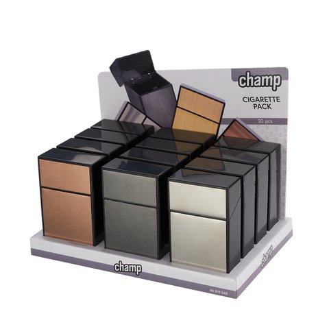 'BRUSHED METAL CHAMP' cigarette pack case