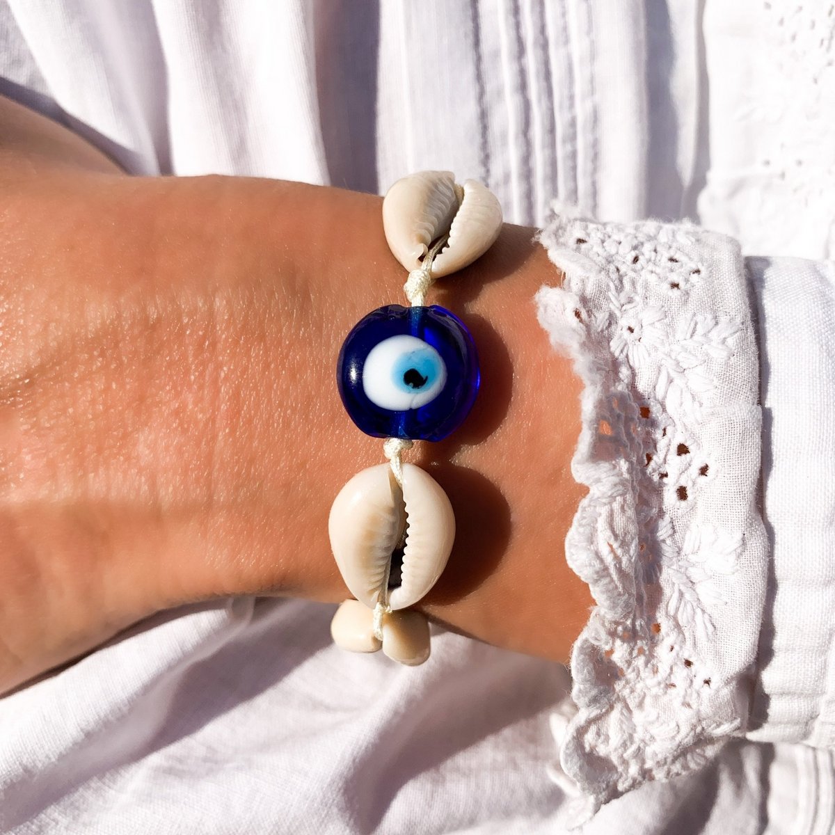 Shell & Blue Eye-armband in glas