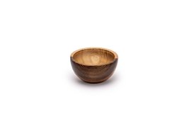 Handmade walnut wood bowls, round shallow design, natural brown wooden serving dishes, Moroccan style.