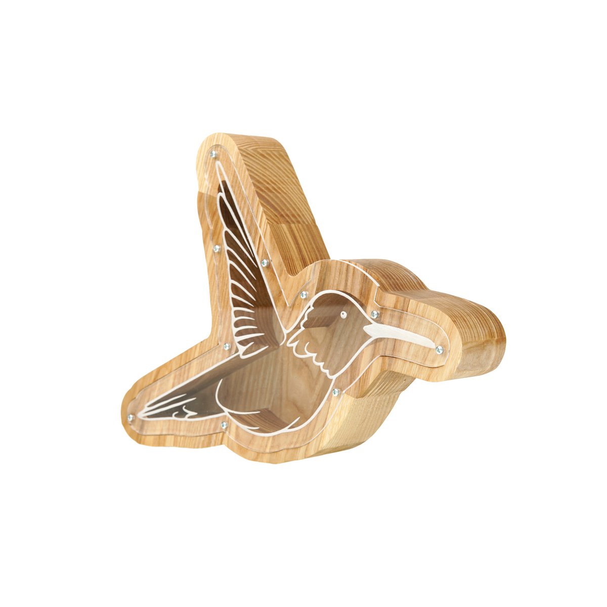 Wooden Piggy Bank Hummingbird