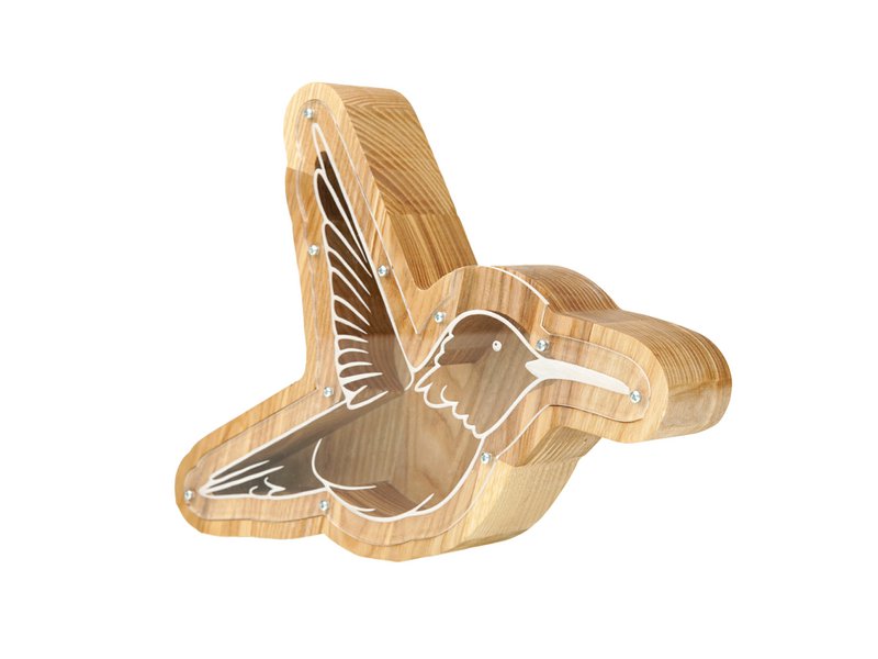 Wooden Piggy Bank Hummingbird