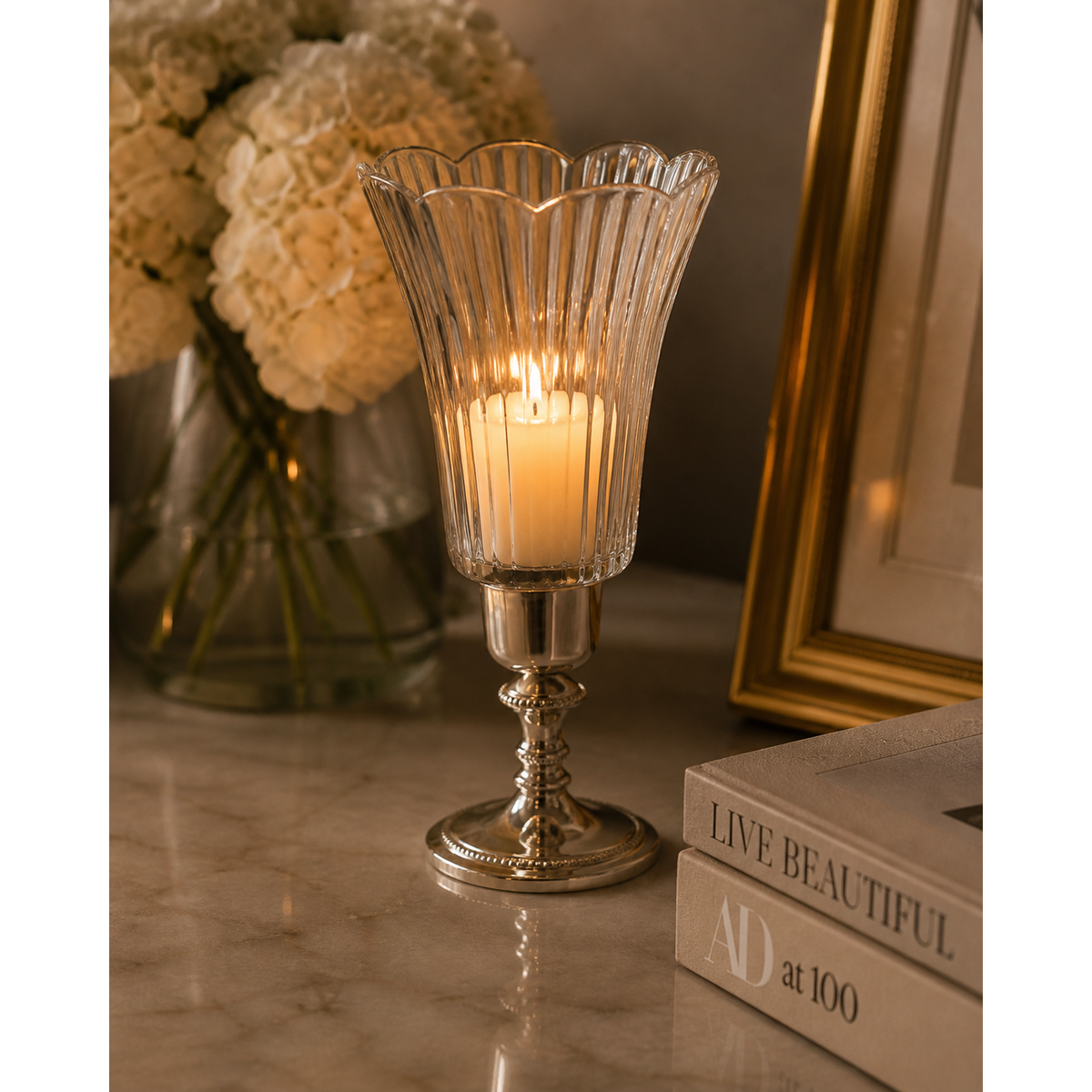 Crystal cup candle holder 26x14 cm
