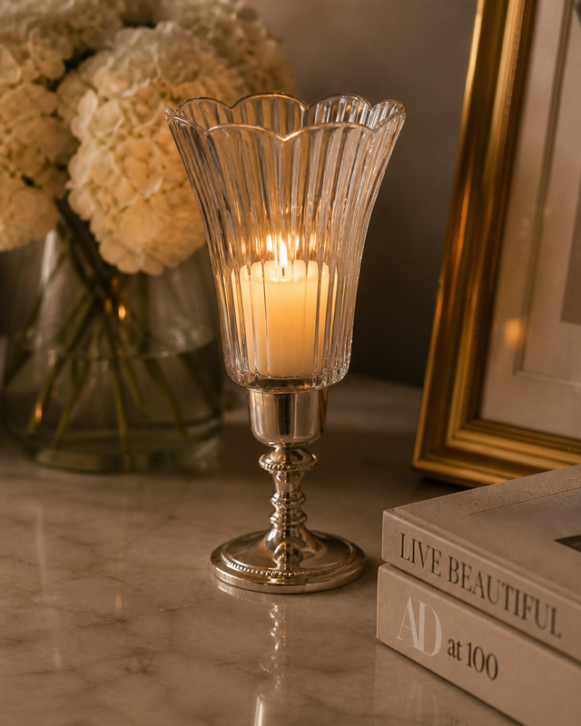 Crystal cup candle holder 26x14 cm