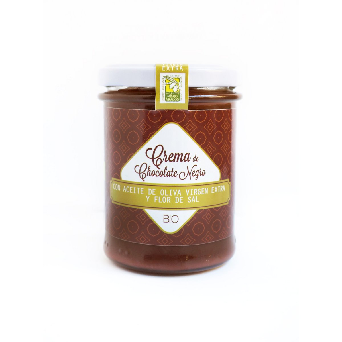 CREMA BIO para untar: Chocolate NEGRO con Aceite de Oliva Virgen Extra y Flor de Sal (Caja de 9 unidades de 200g)