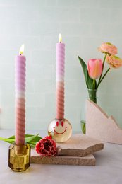 LED Swirl Candle lilla sand - sæt med 2