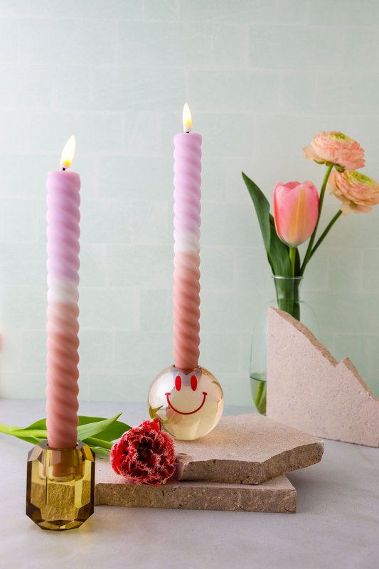 LED Swirl Candle lilla sand - sæt med 2