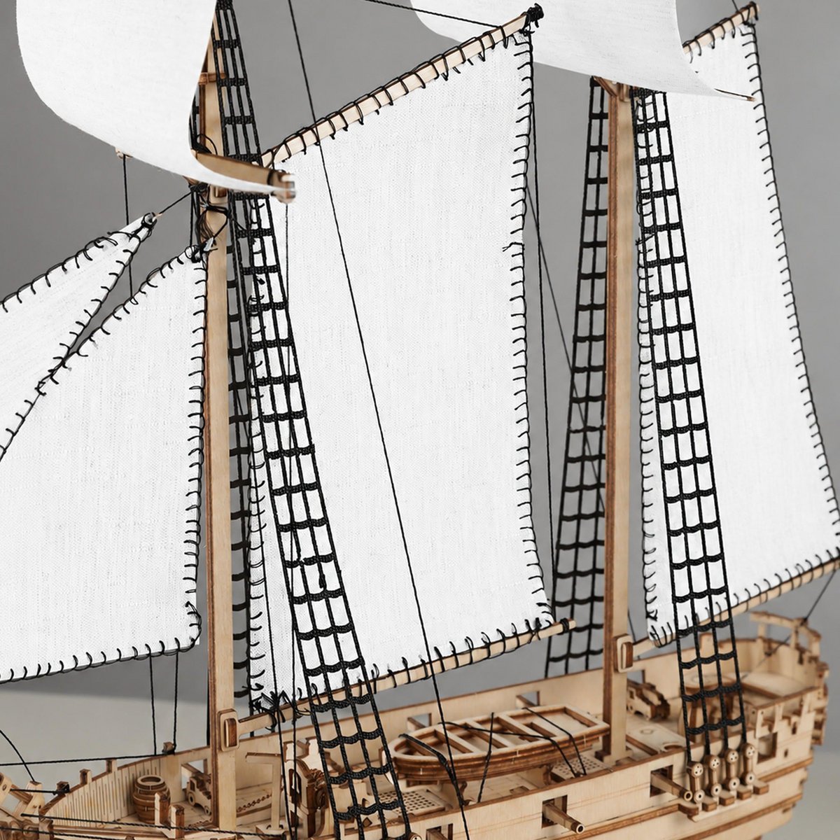 Schoner aus Holz zum Bauen Pilger – 3D-Holzpuzzle 292 Teile, Schiffsmodell mit Segeln und Takelage, Modellbausatz ab 12 Jahren