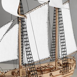 Schoner aus Holz zum Bauen Pilger – 3D-Holzpuzzle 292 Teile, Schiffsmodell mit Segeln und Takelage, Modellbausatz ab 12 Jahren