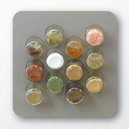 Spice rack grey-brown · with 12 glasses · birch plywood · HPL front grey-brown
