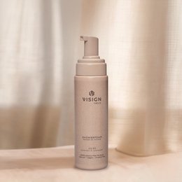 Shower foam with natural ingredients, available in Nature's Best, There's No Planet B, and 23:55 variants. Pump bottle design.