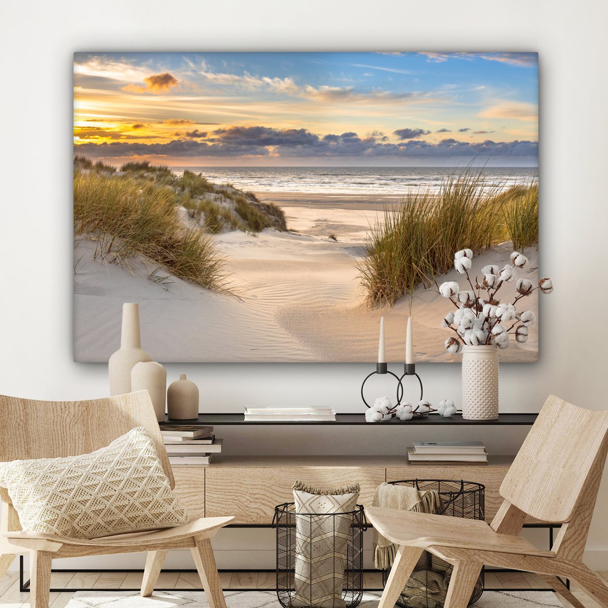 Pintura de lona - Decoración de la pared Beach - Dune - Grass - Sunset - Sala de decoración de la pared - Decoración del dormitorio - Accesorios de habitaciones - Pinturas sobre lienzo