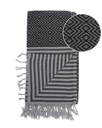SAHARA Cotton Hammam Beach Towel – Sand Free – Black - 180x100 cm