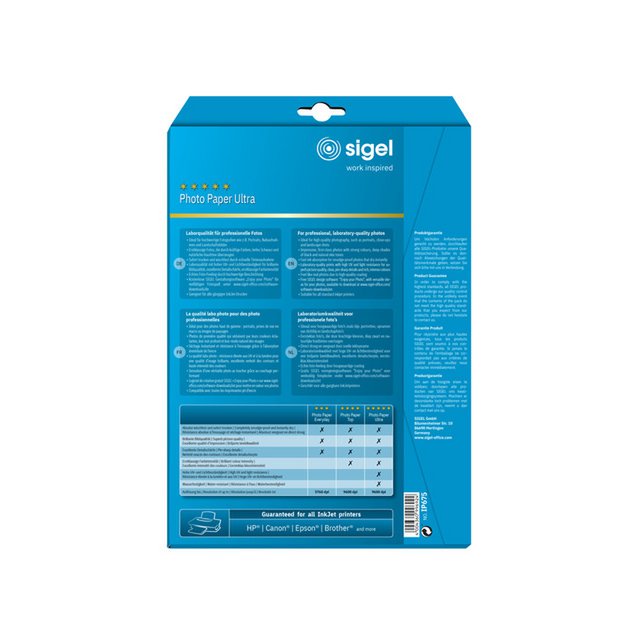 Inkjet photo paper Sigel A4 Ultra 180gsm super white 20 sheets high gloss