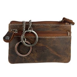 Vintage cognac -colored leather key pouch