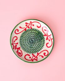 Garlic Grater Rustic Ceramic Dish - Traditional Green - Small Alhambra