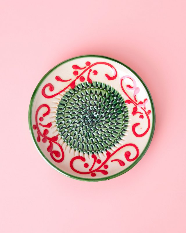 Garlic Grater Rustic Ceramic Dish - Traditional Green - Small Alhambra