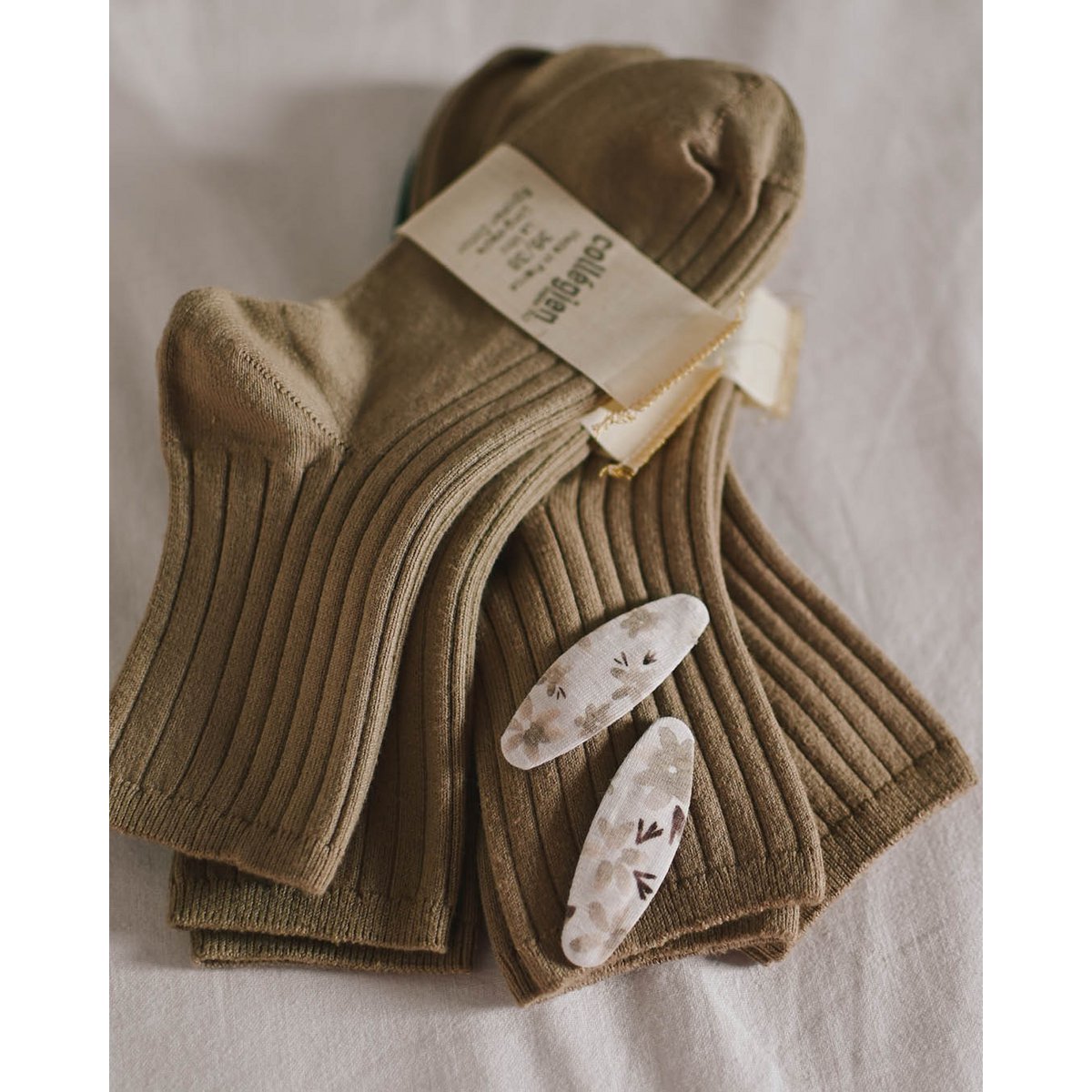 Ovale Haarspangen Boho Beige
