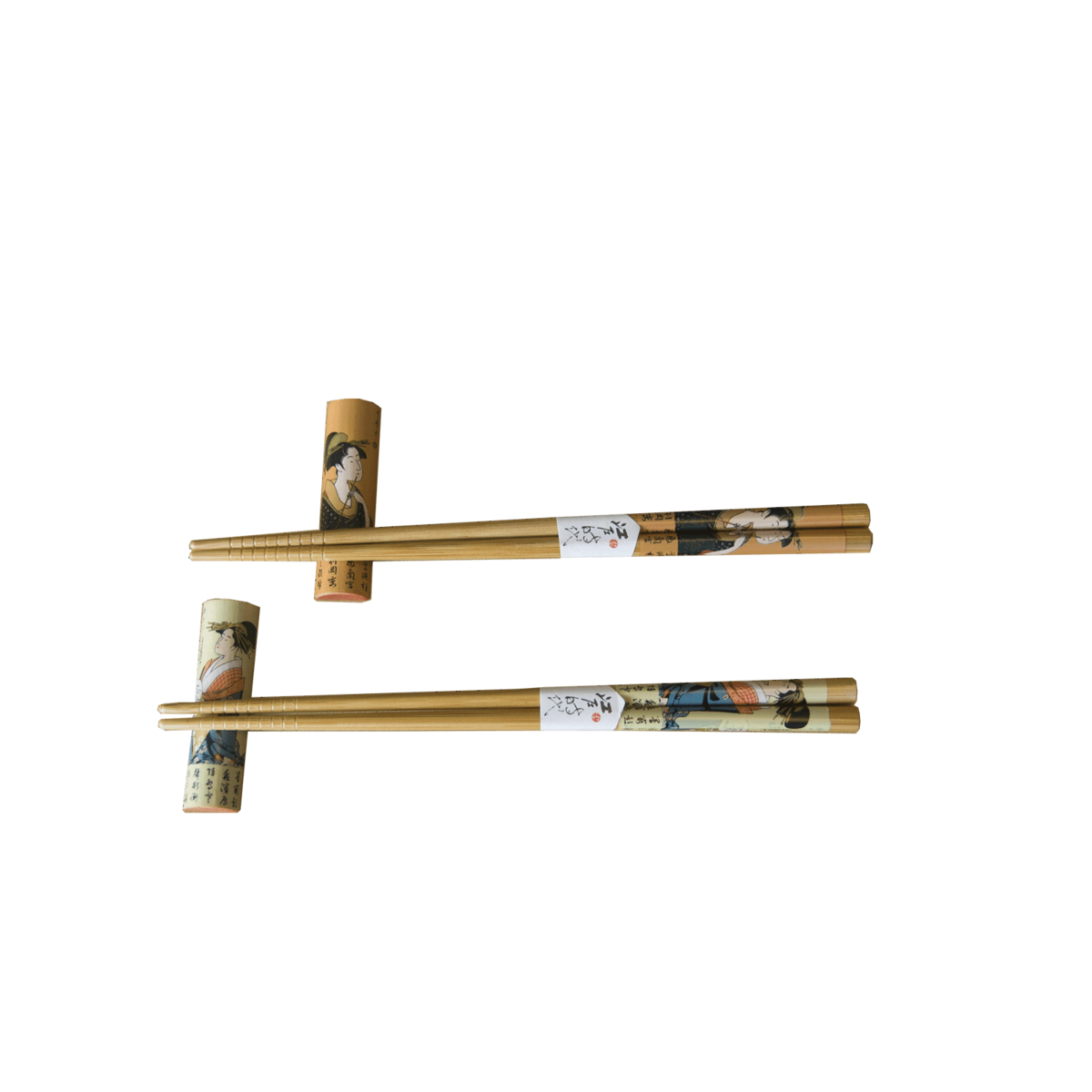 Edo Chopstick Set, 2 pair + stones, Geisha Theme, Giftbox, Edo Japan