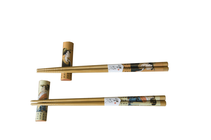 Edo Chopstick Set, 2 pair + stones, Geisha Theme, Giftbox, Edo Japan
