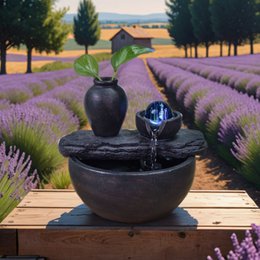 Zimmerbrunnen – Kieselsäure – Zen- und entspannende Dekoration – Geschenkidee – Buntes LED-Licht