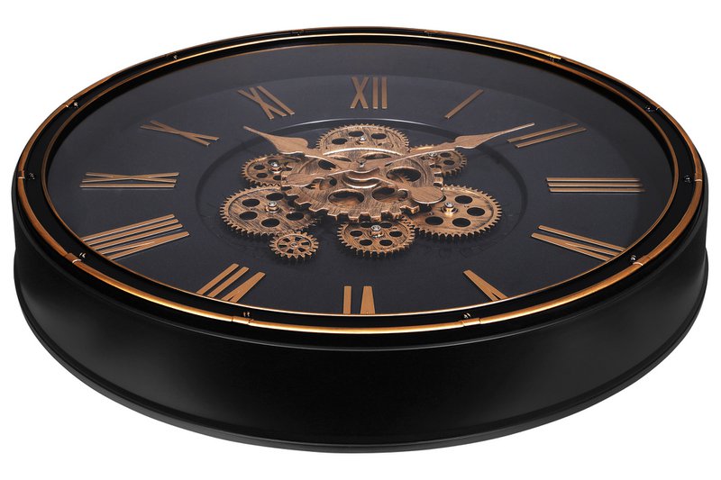 Skelett-Wanduhr im Industrial-Vintage-Look, Ø 50,5 cm, schwarz/ rosegoldfarben