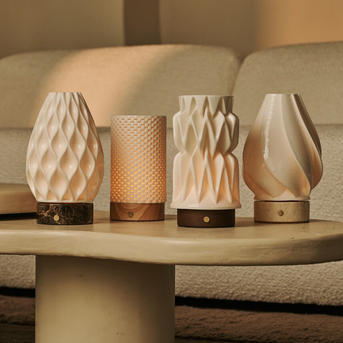 Vela Light Brown Wooden Rechargeable Table Lamp