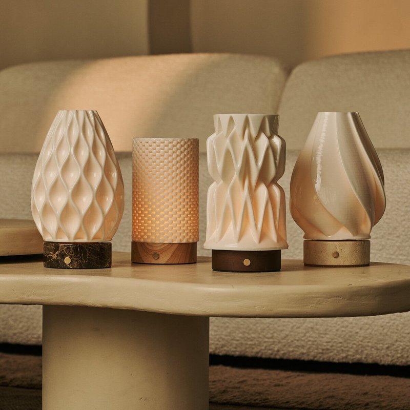 Vela Light Brown Wooden Rechargeable Table Lamp