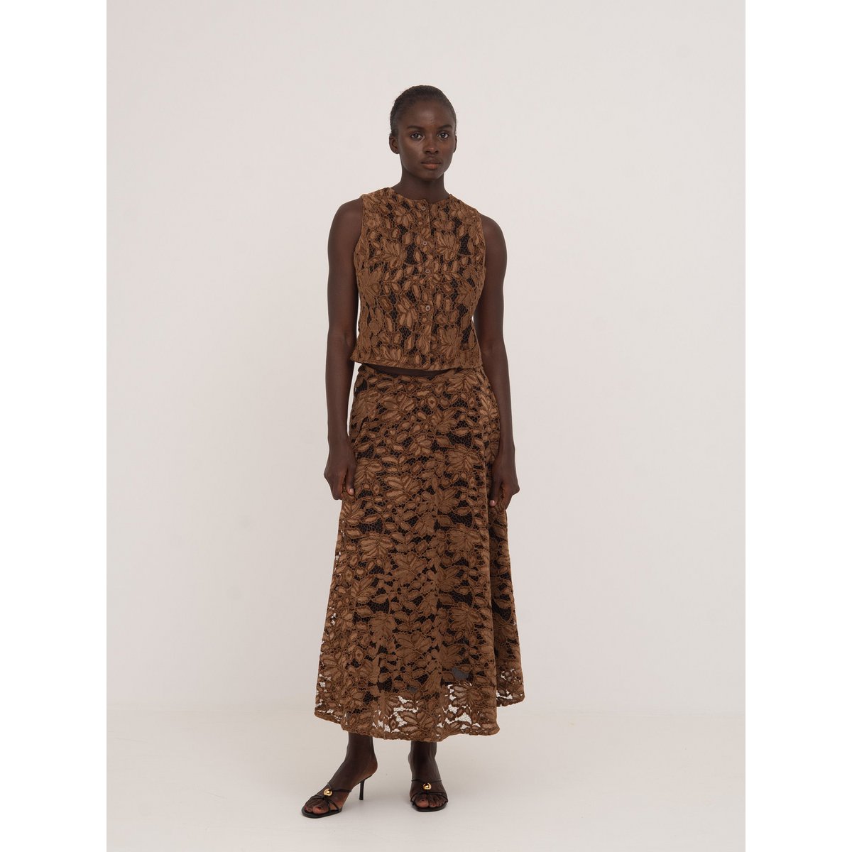 Lovers Brown Velvet Lace Occasion Skirt