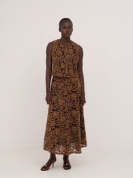 Lovers Brown Velvet Lace Occasion Skirt
