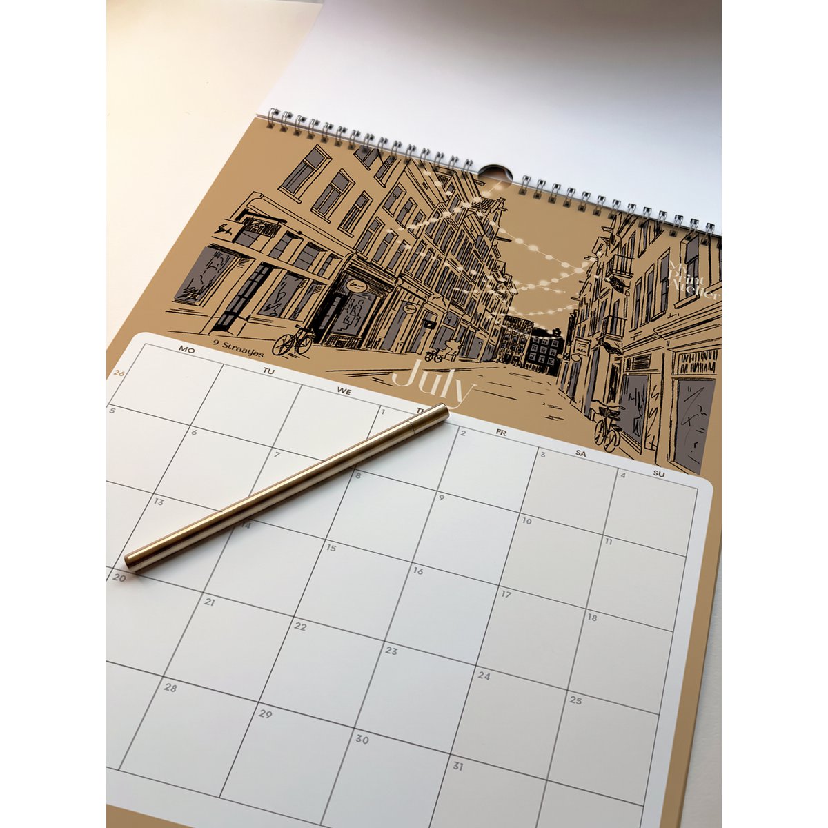 2027 Kalender Amsterdam Ikoner - A3 - Månedskalender, Vægkalender