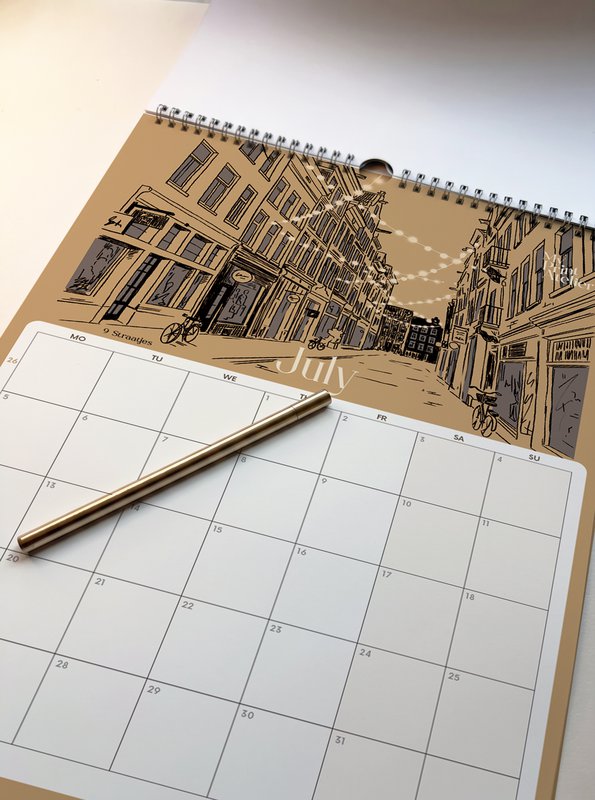 2027 Kalender Amsterdam Ikoner - A3 - Månedskalender, Vægkalender