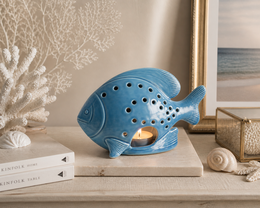 Turquoise fish candle holder h 17x27x10 cm