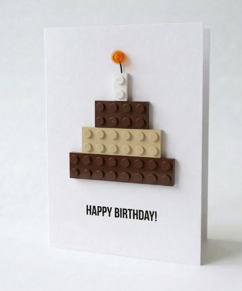 Carte postale de gâteau d'anniversaire – Brique de construction LEGO