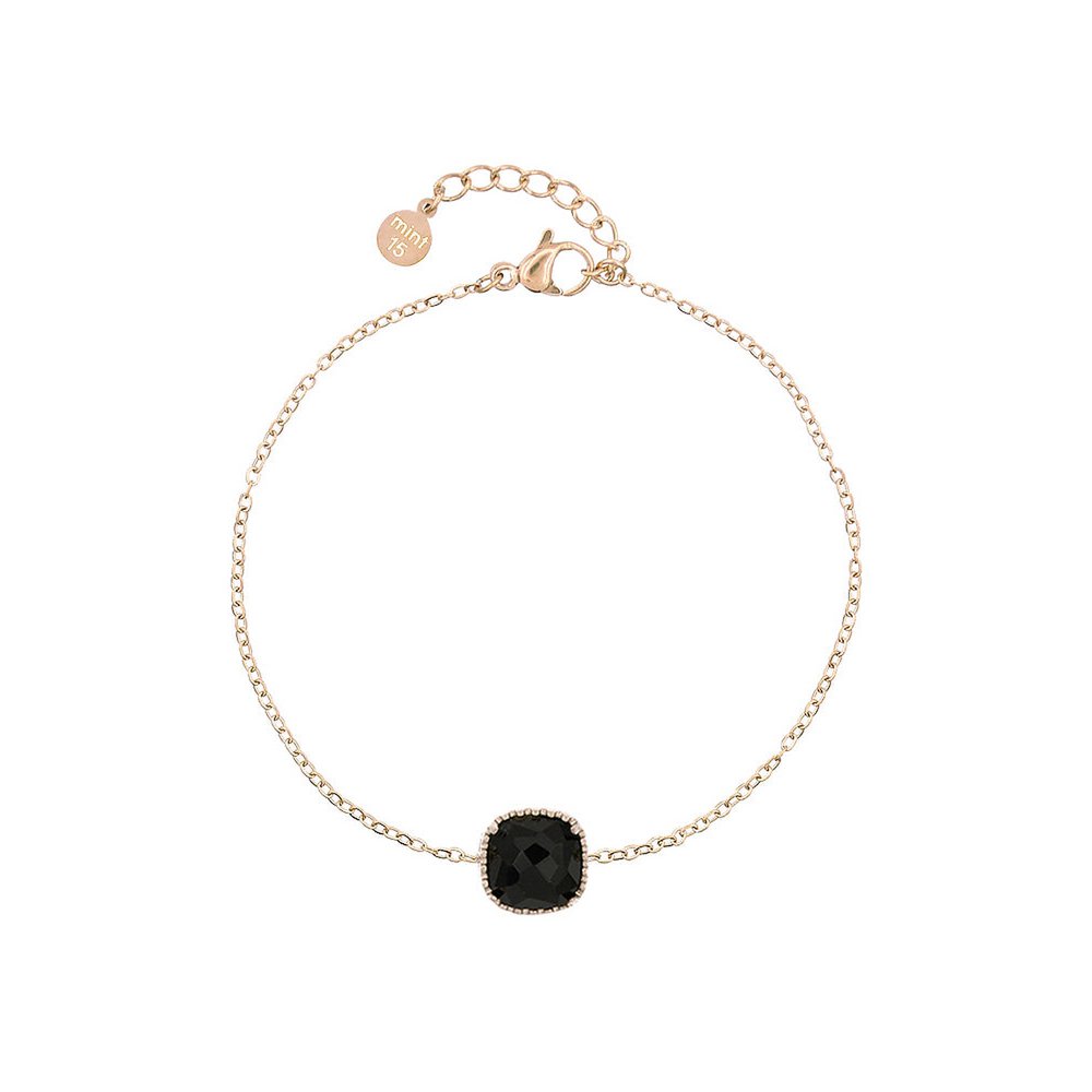 Braccialetto di onice nero - oro rosa