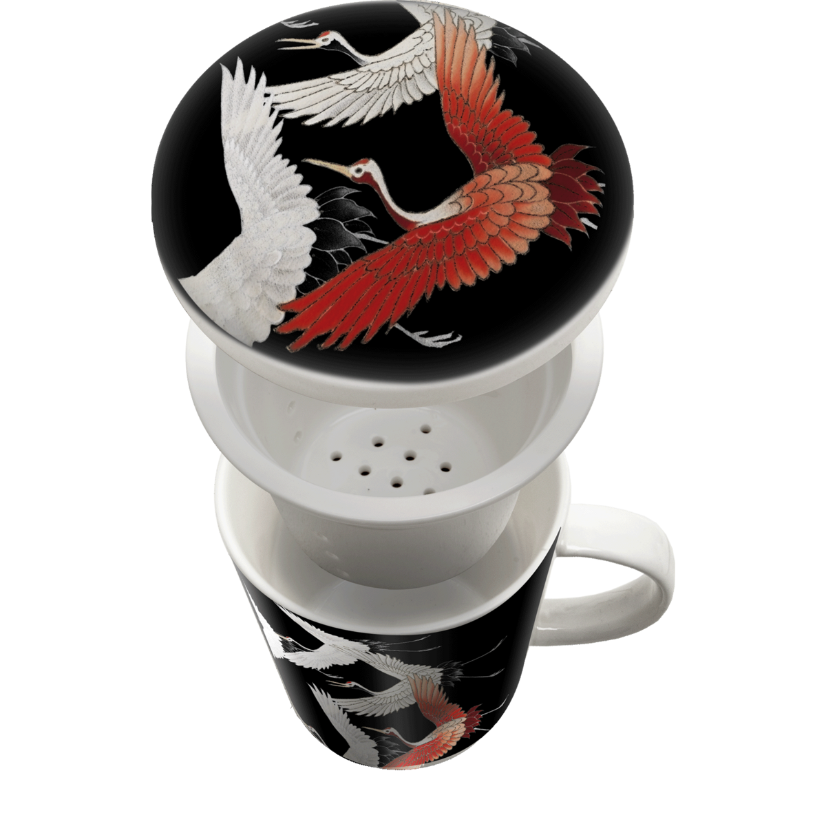 Edo Teamug set, Crane Black, porc.filter, giftbox