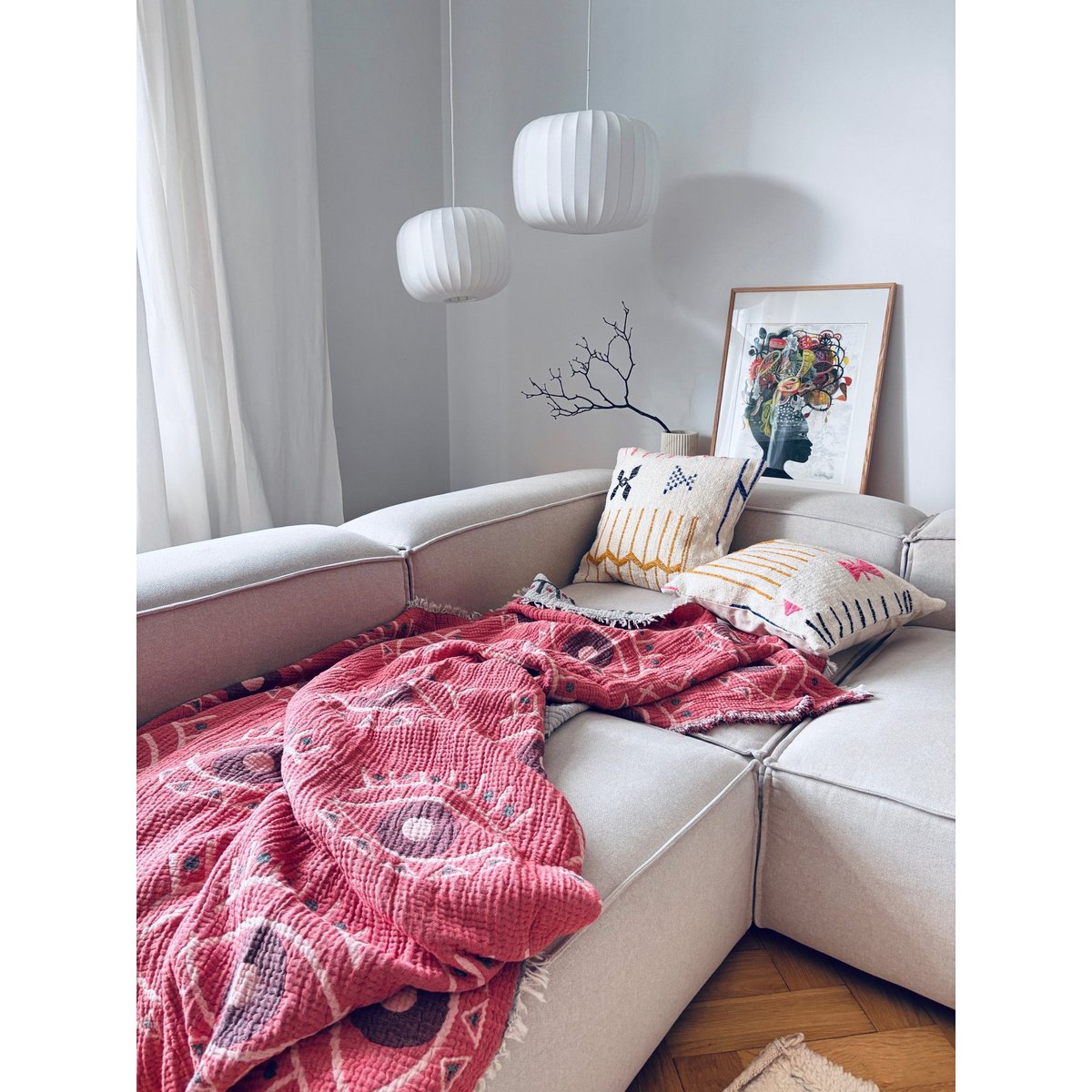 Muslin blanket - Vision - coral blue - 2.20 x 2.50 m