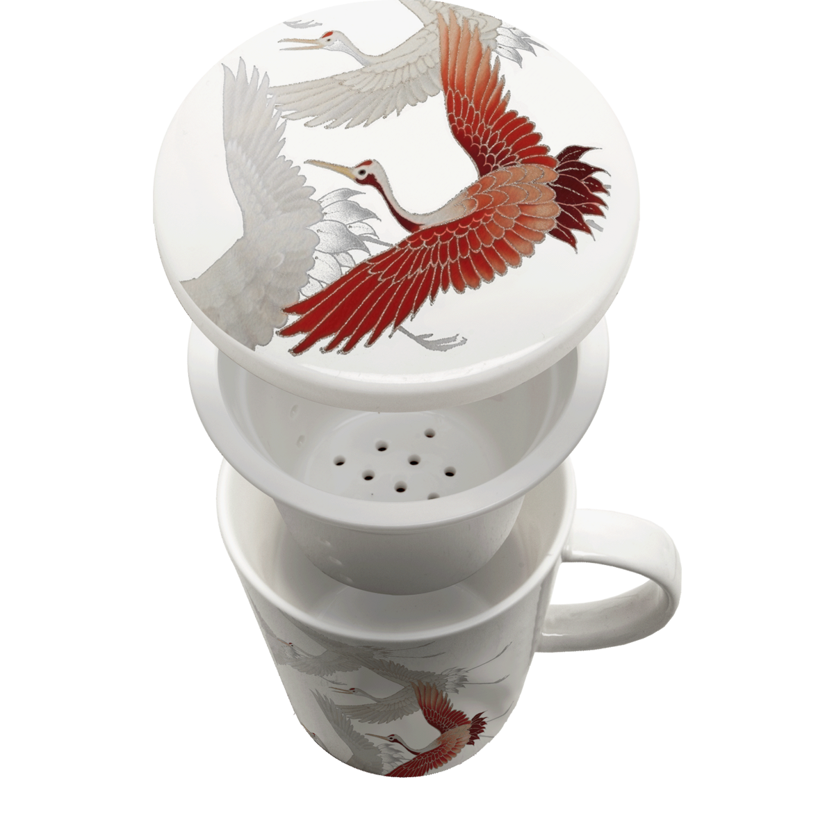 Edo Teamug set, Crane White, porc.filter, giftbox