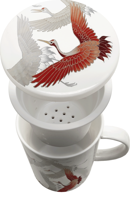 Edo Teamug set, Crane White, porc.filter, giftbox