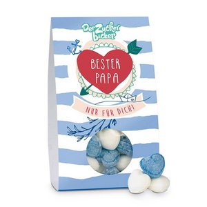 Naschportion Bester Papa Bonbon Herzen Heidelbeer Eiszucker