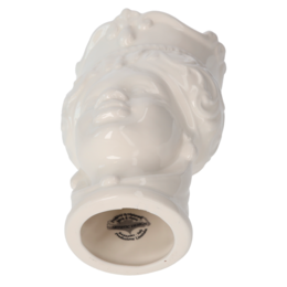 Weiße Keramikvase mit Frauenkopf, H 20 x Ø 14 cm