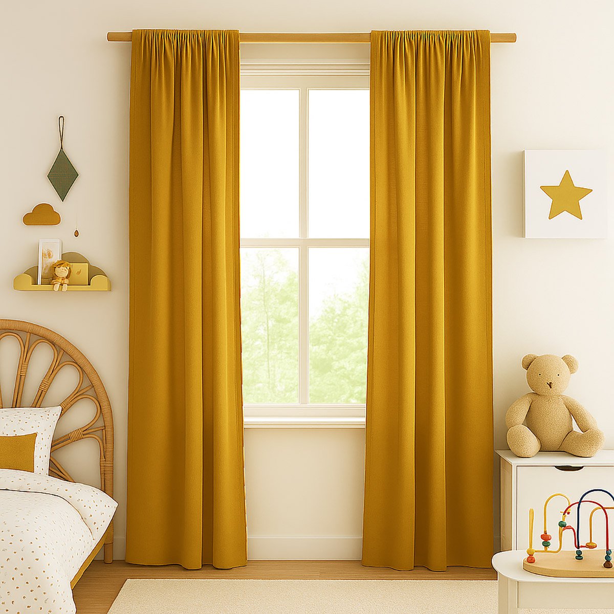 Cortinas de gasa de algodón orgánica miel