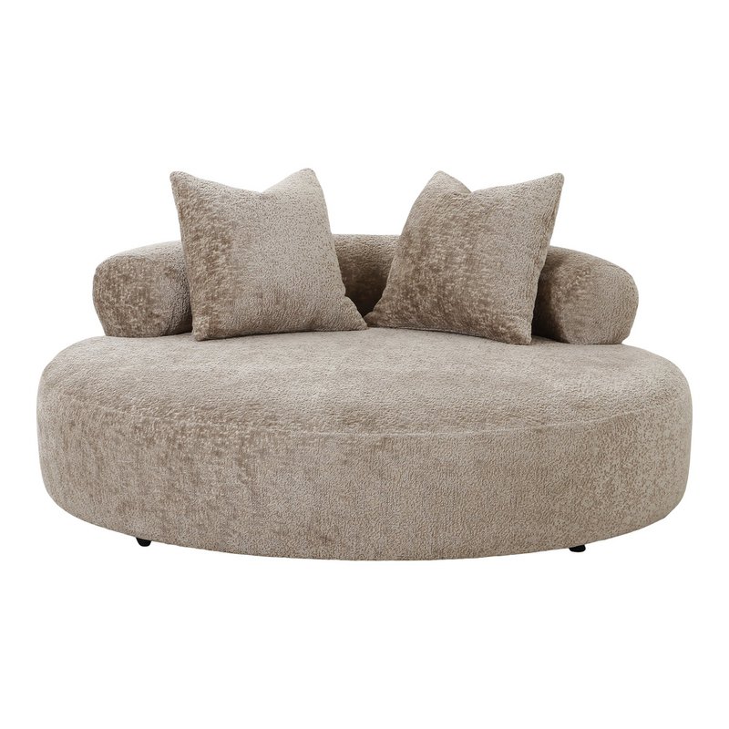 Cairo Daybed - Daybed with 2 pillows in chenille, round, natural, HN1251